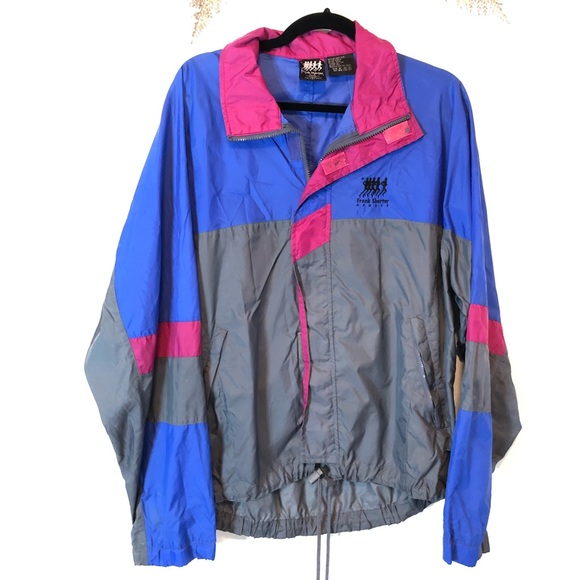 Frank Shorter Sports Gore-Tex Windbreaker Jacket Blue Gray Color Block - Picture 1 of 5